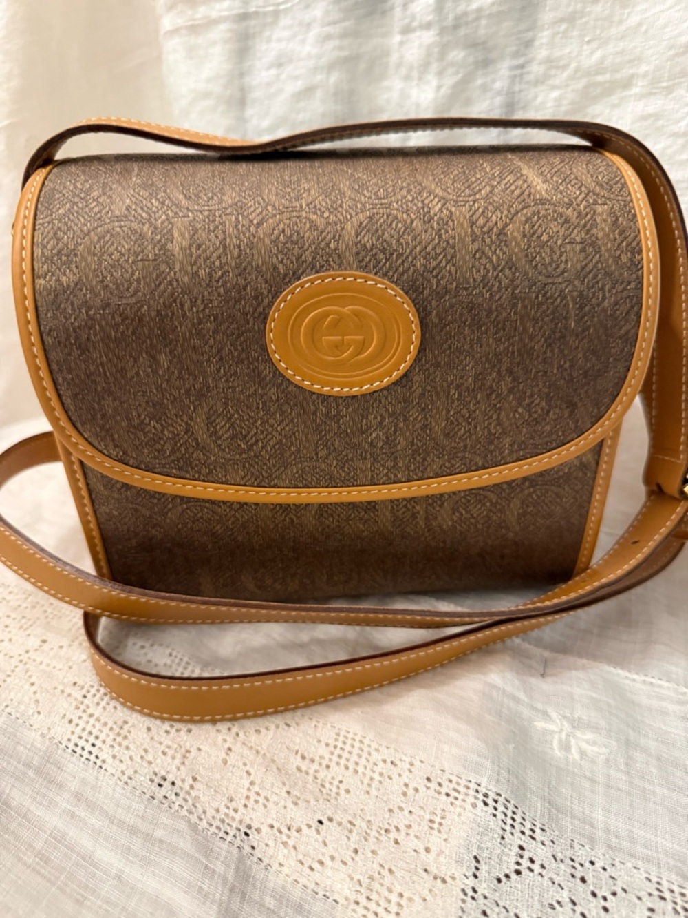 Gucci Brown Crossbody with Tan Trim
